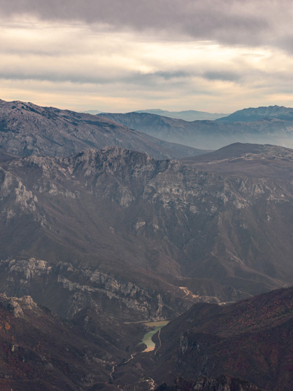 The view from Hajdučka vrata on Čvrsnica mountain over Diva Grabovica canyon in BiH