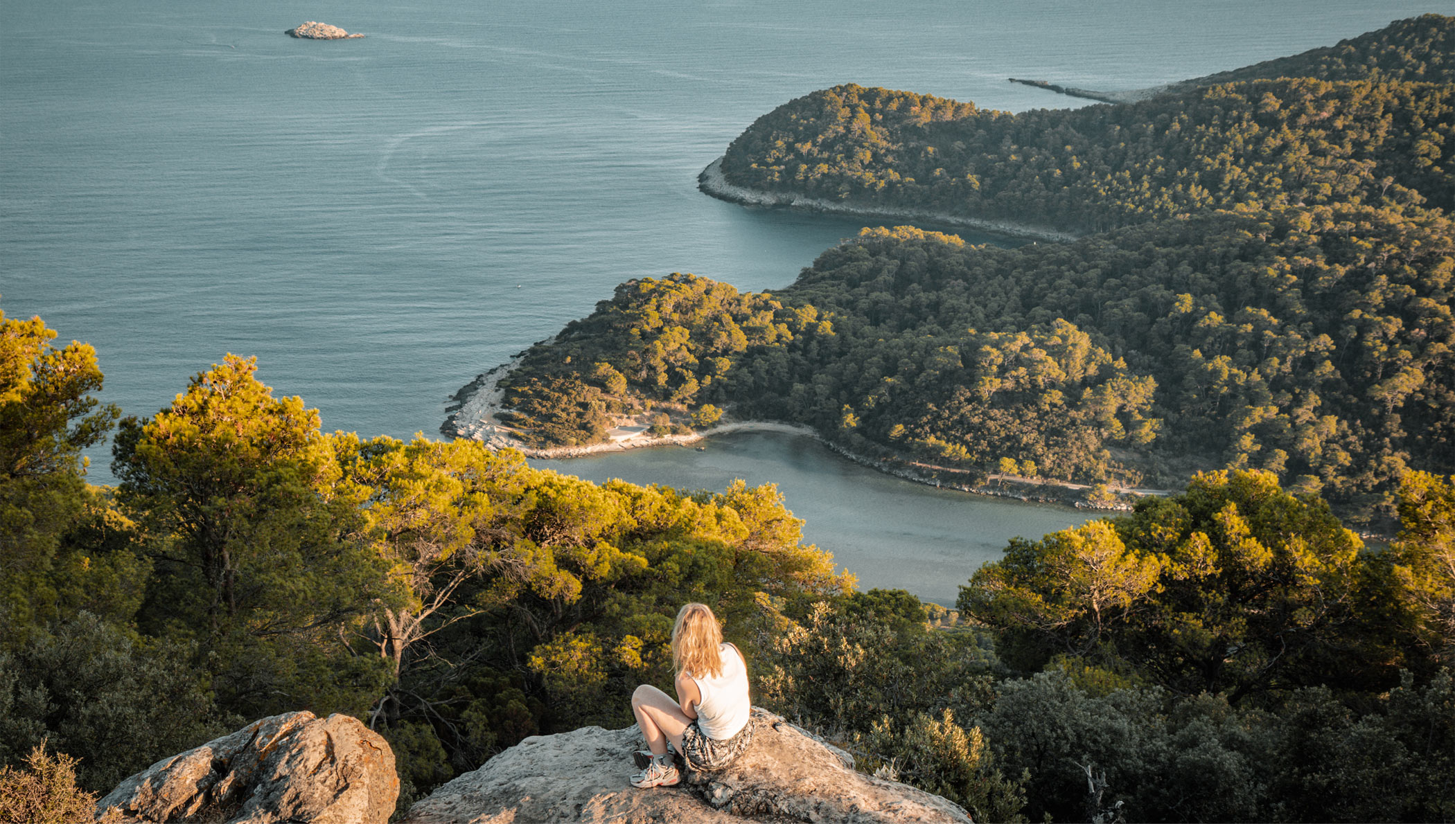 Sitting on Montokuc viewpoint admiring the sea on Mljet