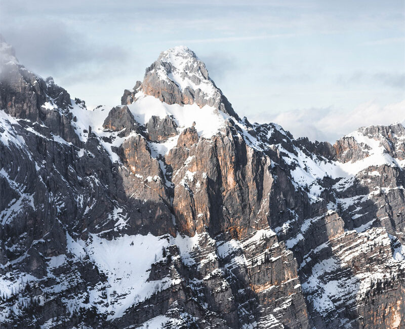 Viševnik peak during winter hike in Slovenia